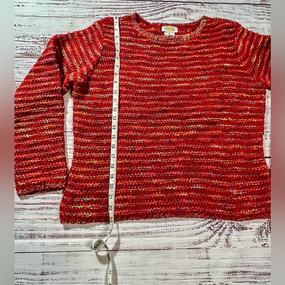 Talbots XL red wool blend knit sweater with multi color - Picture 3 of 7